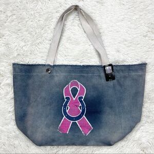 NFL Indianapolis Colts Blue Denim Breast Cancer Tote Bag